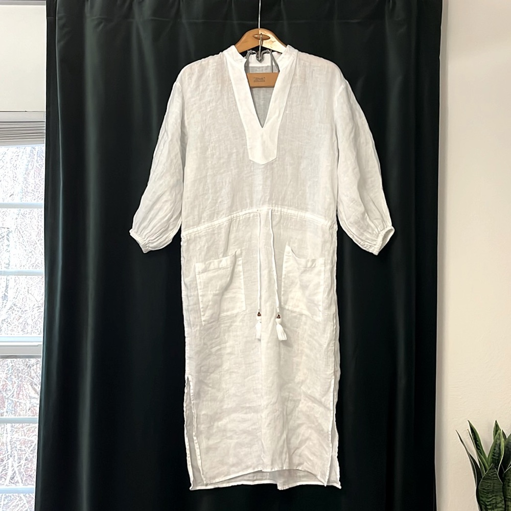 Tory Burch 100% Linen Swim Cover Up Caftan - Like New Condition